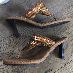 Sequined slip-on heels